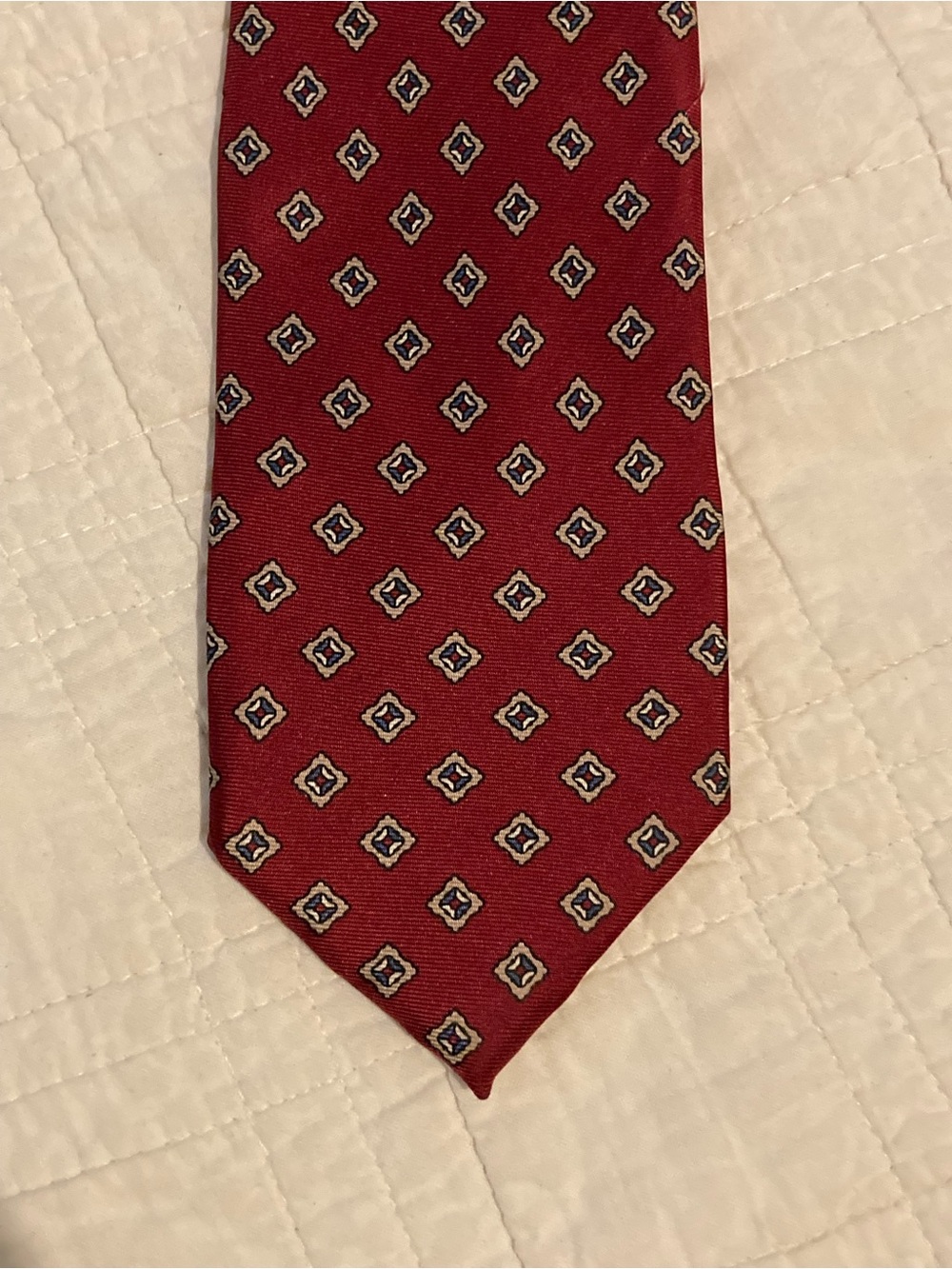 Oscar de la Renta Red Geometric Silk Tie